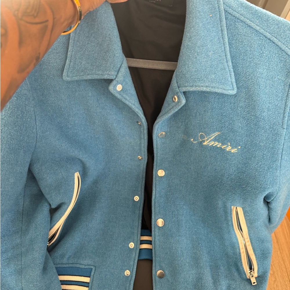 AMIRI Sky Blue Varsity Jacket